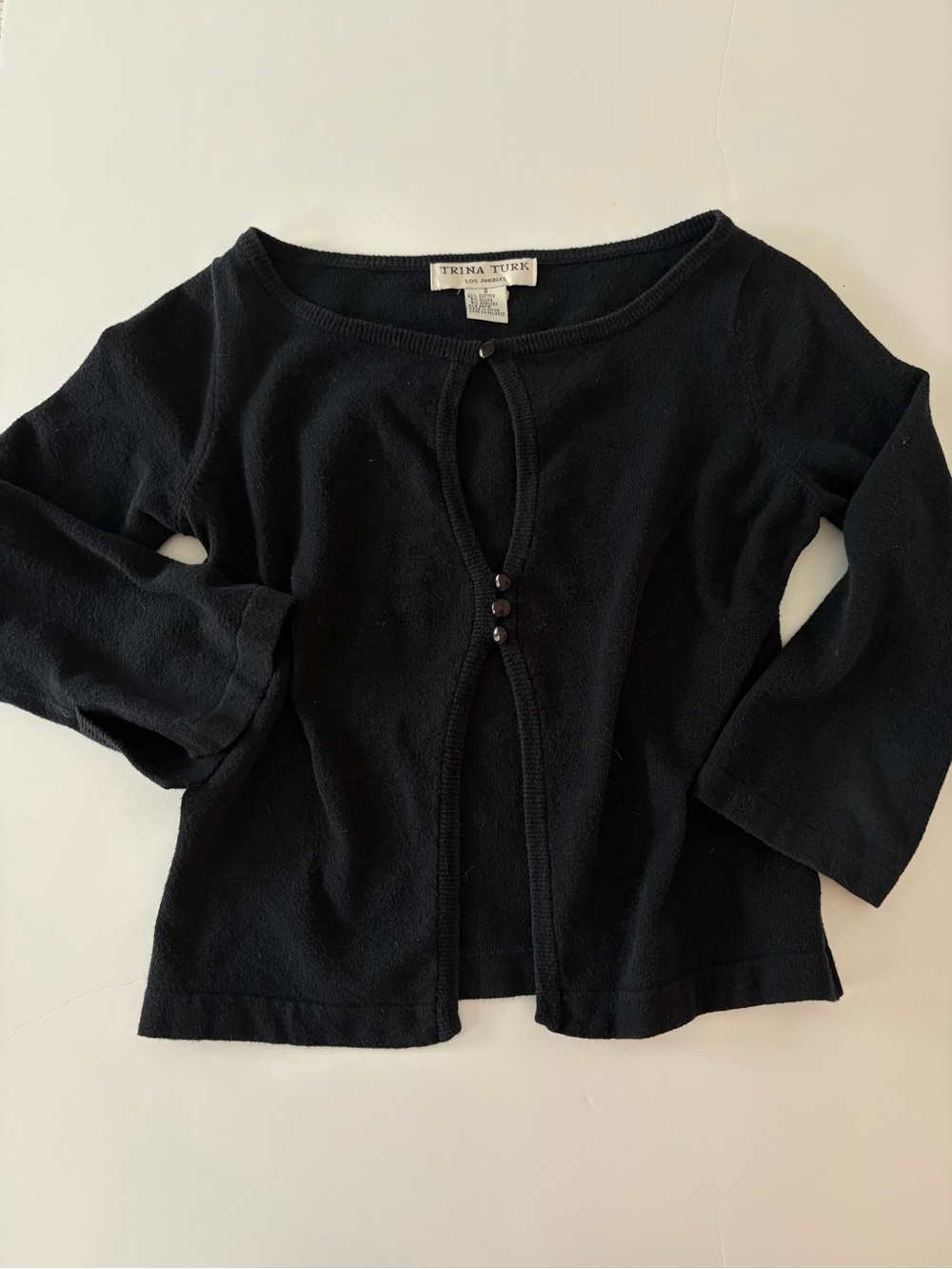 Trina Turk Women’s Black Cotton Knit Cardigan Size S Elegant Classy Minimalist